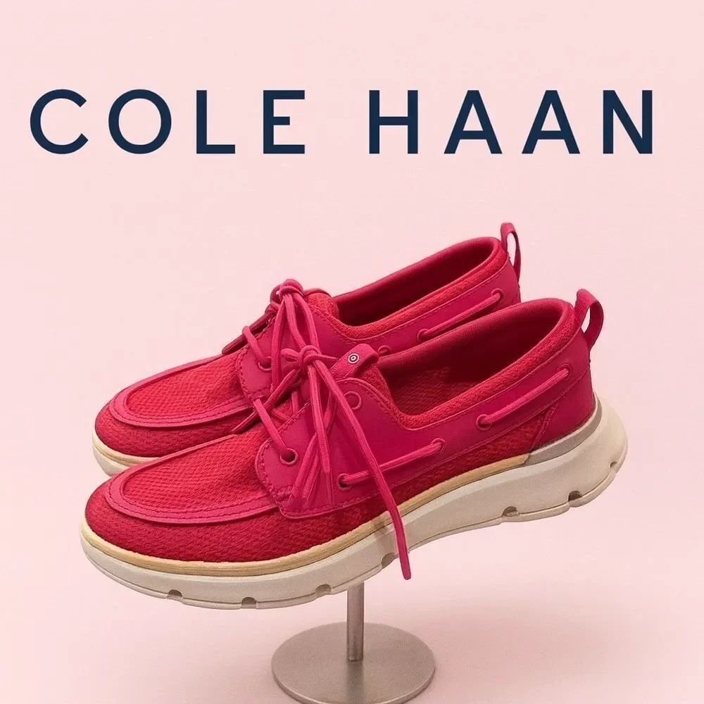 New COLE HAAN 4 Zerogrand Regatta Pink White Flats Loafers NEW 9.5